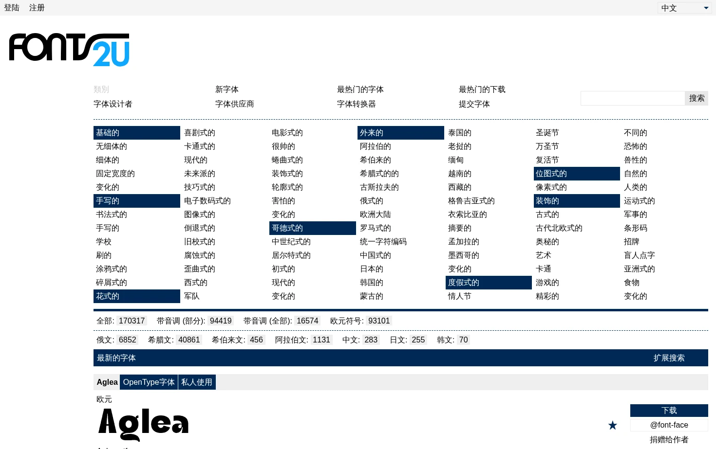 Fonts2u 页面快照